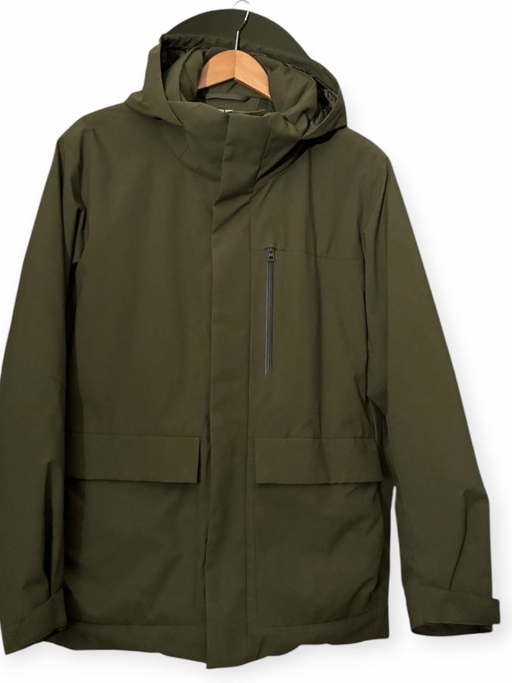 UNIQLO Hybrid Down Men’s Parka Jacket – Olive Green, Size M